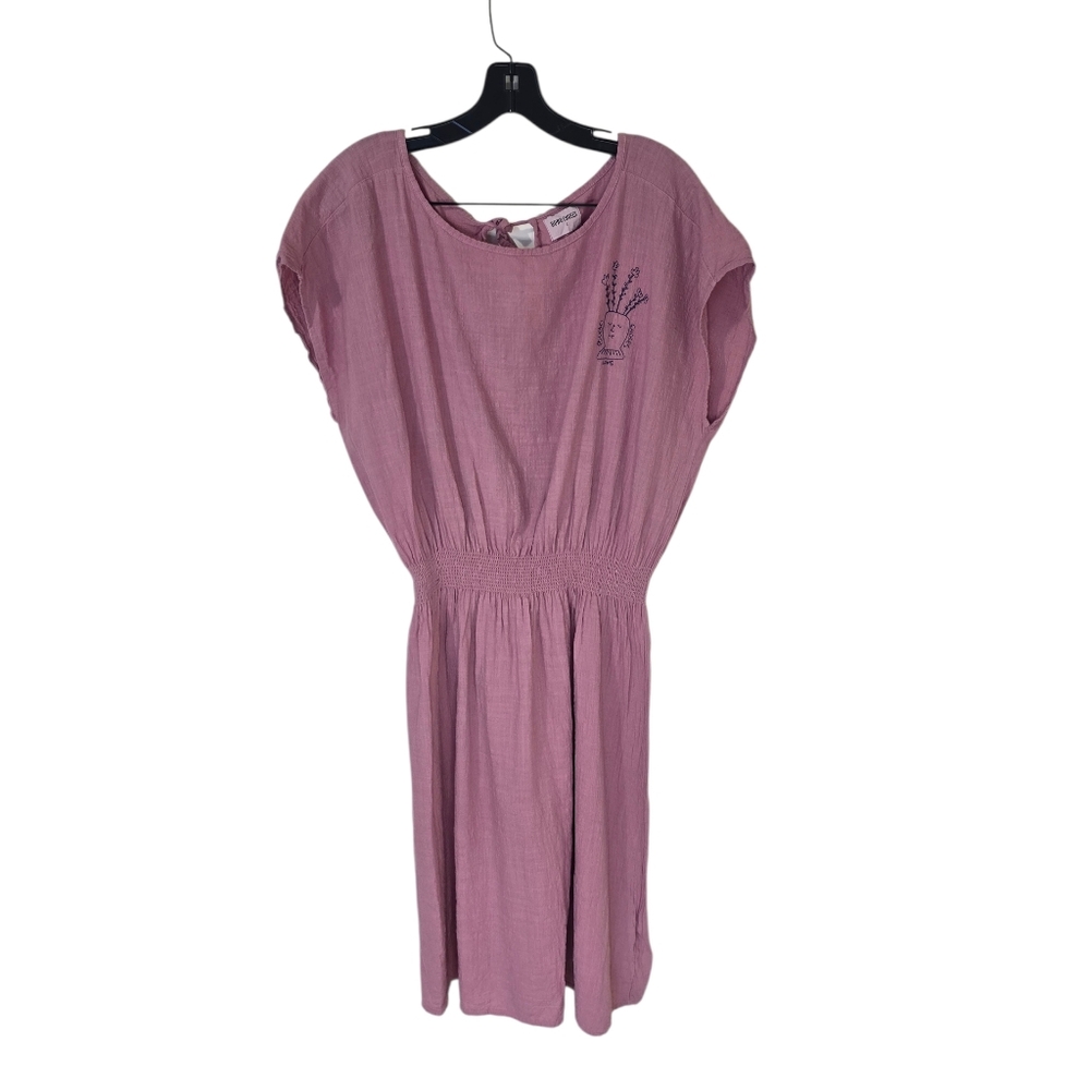 Bobo Choses Mauve Linen Blend Midi Dress‎ Women's Small Smocked Waist Gauze